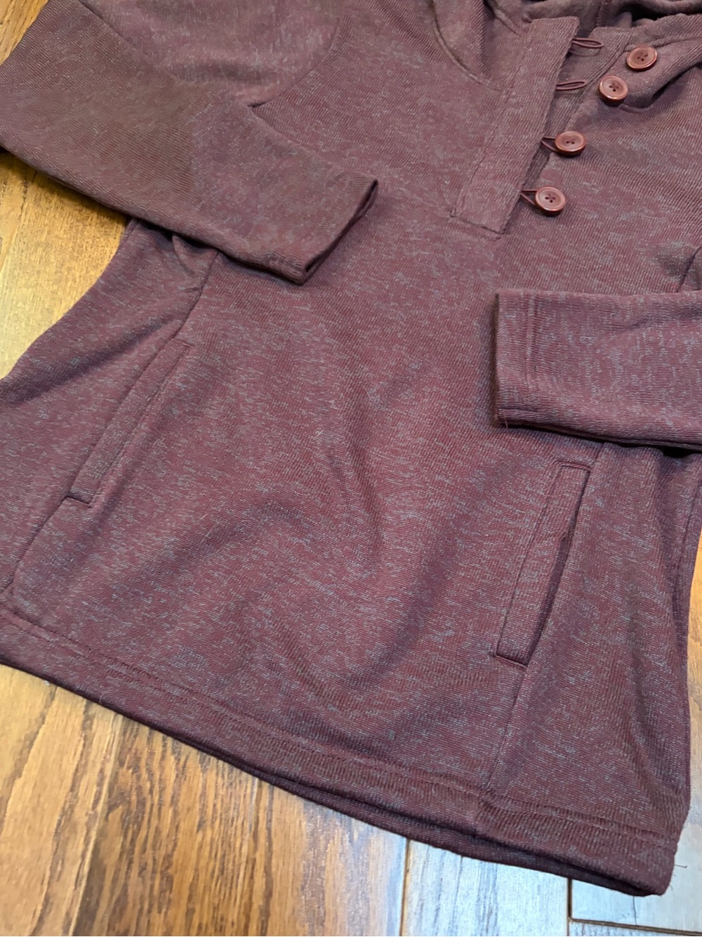 Columbia Women's Darling Days Pullover Hoodie heathered burgundy/plum fleece M - Picture 4 of 8